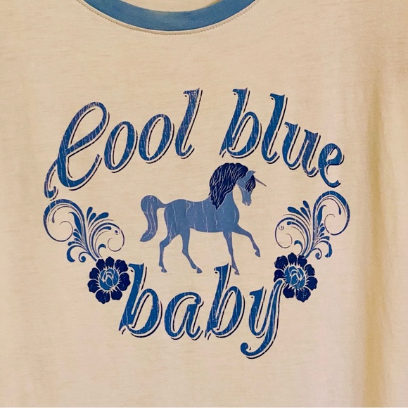 EUC Spell & the Gypsy Collective White Cool Blue Baby Tee - Picture 13 of 16
